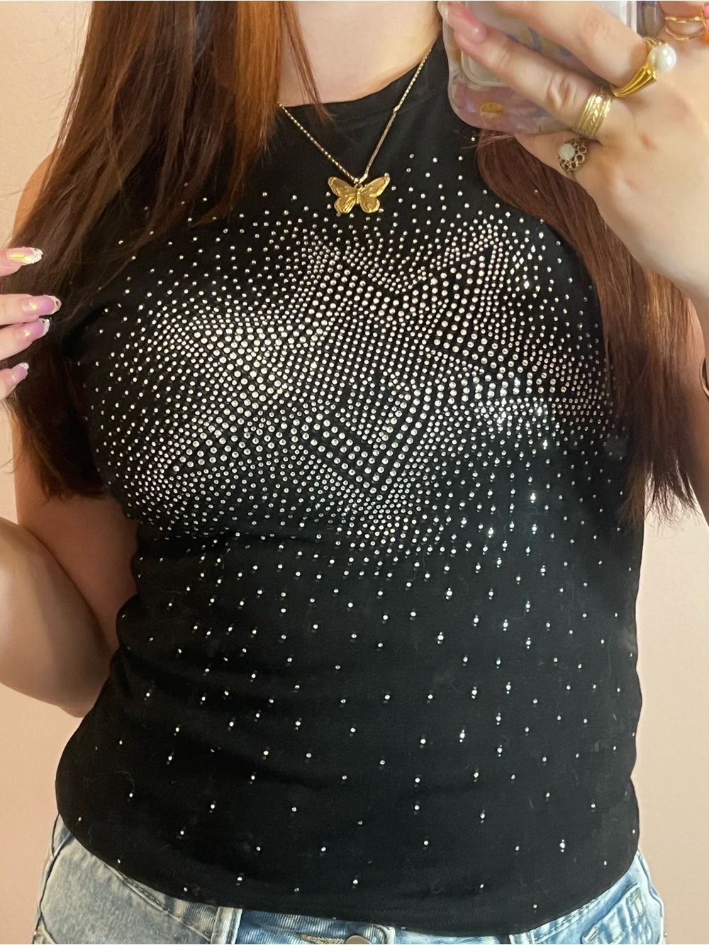Cider Black Rhinestone Starburst Tank